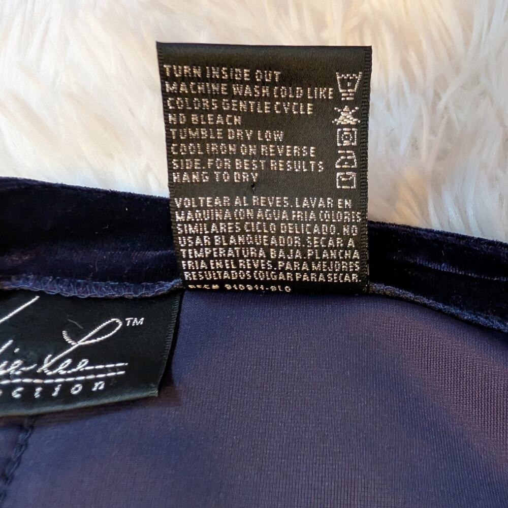 Vintage 90s Kathie Lee Purple Velvet Midi Dress Minimalist Bodycon Cocktail S - Picture 6 of 16